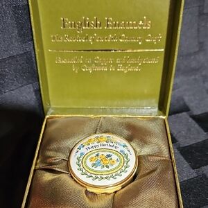 Handpainted English Enamels by Halcyon ~ "Happy Birthday" ~ Trinket Box